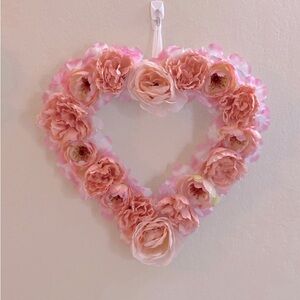 Coquette Pink Peony Heart Wreath Handmade
